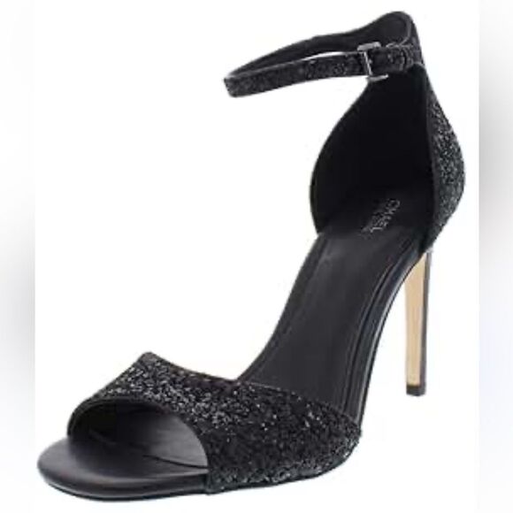 Michael Kors Shelly Black Glitter Strappy Heels | Size 10 - Picture 1 of 10